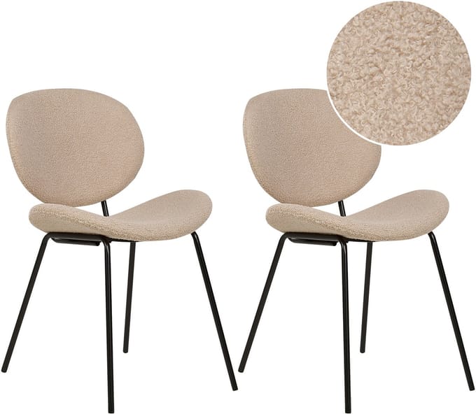 LUANA - Eetkamerstoel set van 2 - Taupe - Bouclé