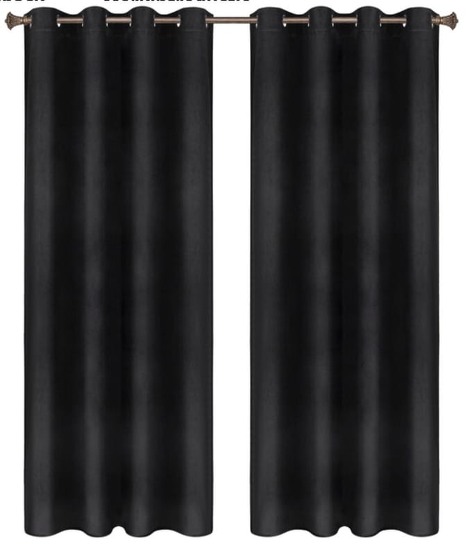 Gordijnen set - Zwart - Verduisterend - 140x245cm - Plooiband - Fluweel - Isolerend