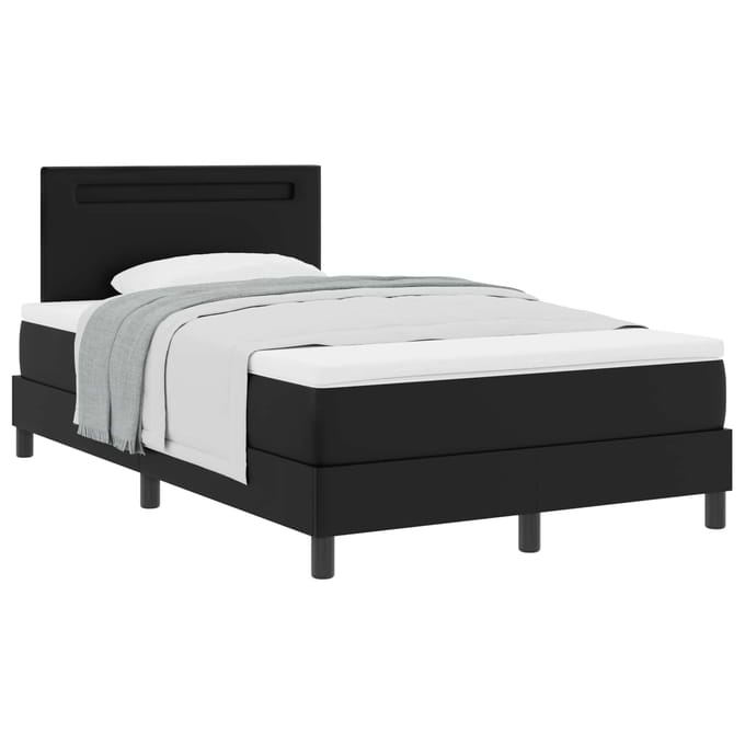 vidaXL - Boxspring - bed - met - hoofdeinde - Zwart - 120 - x - 200 - cm - Kunstleer