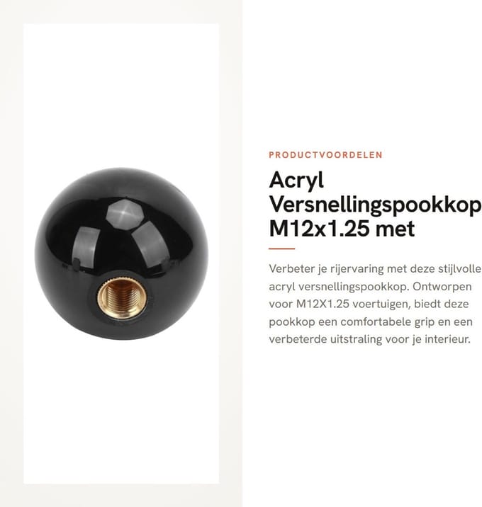 Dailygoods - Acryl Versnellingspookkop M12x1.25 met Adapters
