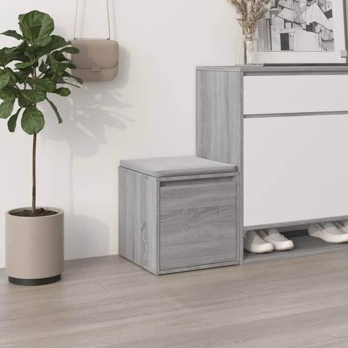 vidaXL - Opbergbox - met - lade - 40,5x40x40 - cm - bewerkt - hout - grijs - sonoma - eik
