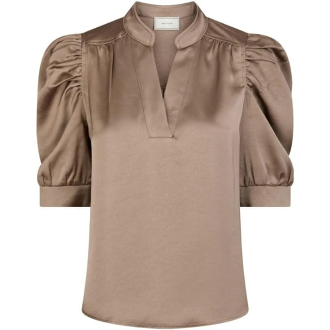 Regular fit blouse van satijn met pofmouwen model 'Roella'