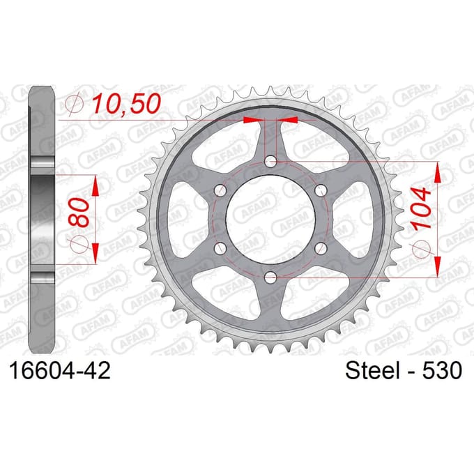 Stalen tandwiel Afam 530 42 dents
