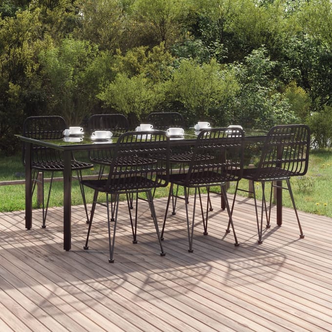 vidaXL - 7-delige - Tuinset - poly - rattan - zwart