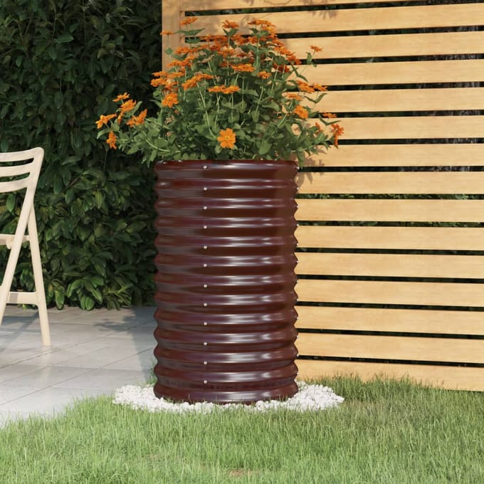 vidaXL - Plantenbak - 40x40x68 - cm - gegalvaniseerd - staal - bruin