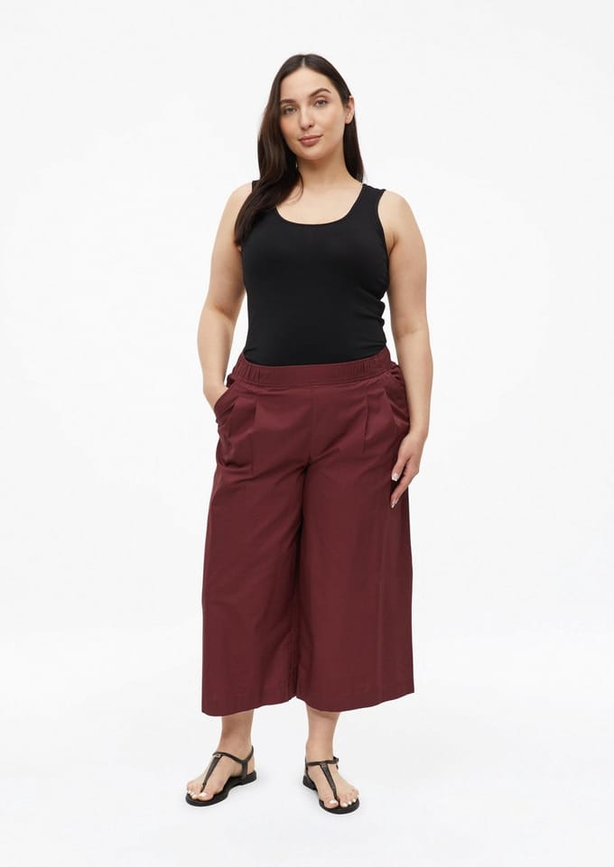 Lichte popeline broek met hoge taille en plooien dames s.Oliver