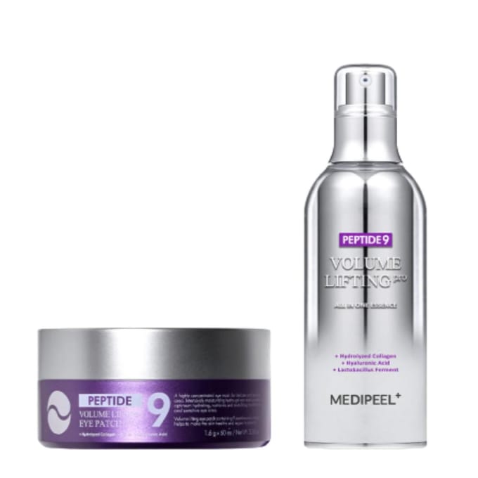 MEDI-PEEL Peptide 9 Volume Lifting Essence Tout-en-Un Pro (100ml) + Patch Oculaire Pro (60 pcs) Ensemble intensif anti-âge en 2 étapes