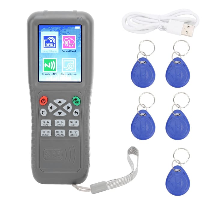 125KHZ Card Copier Voice Prompt Full Decoding Function Reader Writer for IC ID Access Control blue