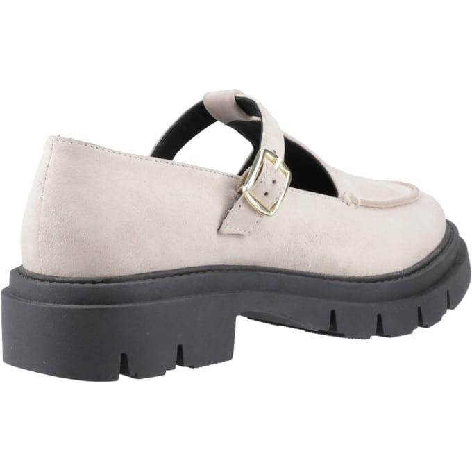 Hush Puppies Nella T-Bar Suède Dames Crème Schoenen