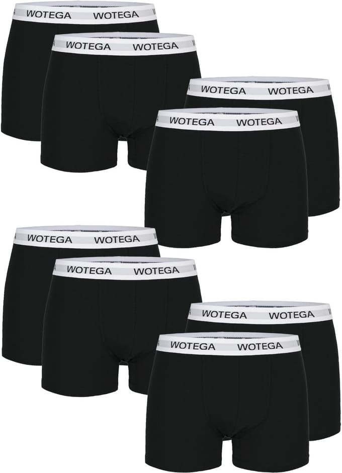WOTEGA Heren Boxershort Joe – Slim Fit – Katoen Stretch – Zwart – 8-pack