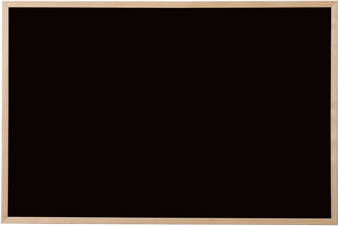 Krijtbord van natuurlijk hout, zwart, 60 x 40 cm.