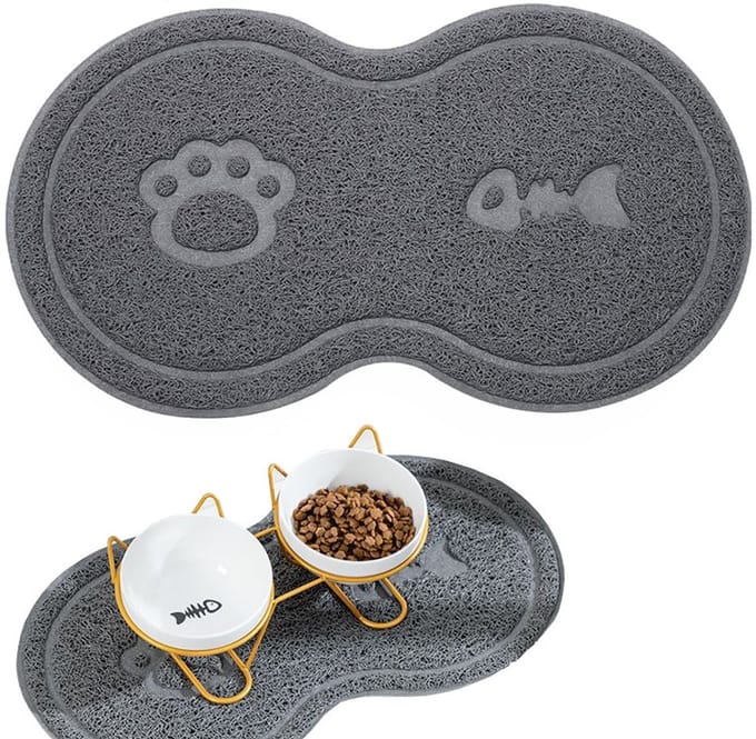 Mersjo - Antislip Mat Voor Dierenschalen - Grijs - Waterdicht - Antislip