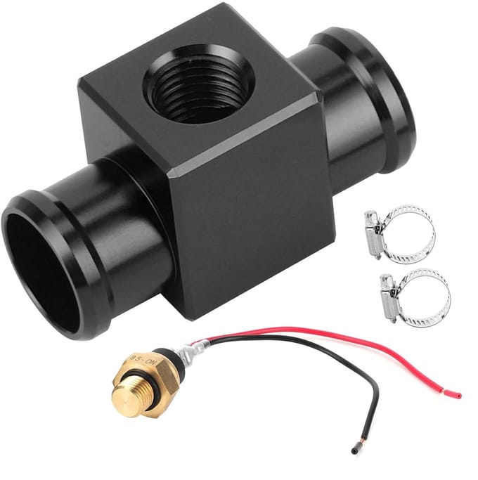 Watertemperatuursensor Motor - Koelsensor Motorfiets - Motor Koeling Monitoren - CNC Aluminium Constructie - 125-450cc - Zwart