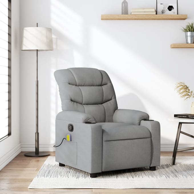 vidaXL - Massagestoel - met - lichtgrijze - stof