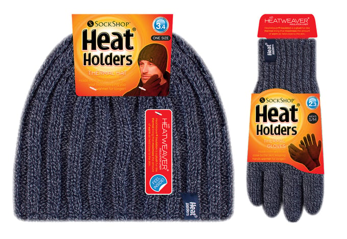 Heat Holders Dikke thermo muts en handschoenenset voor heren - Marine