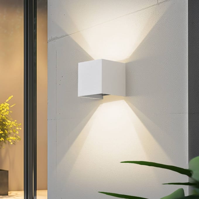 Lindby Smart LED buiten wandlamp Dara, 10 cm, wit, CCT Tuya