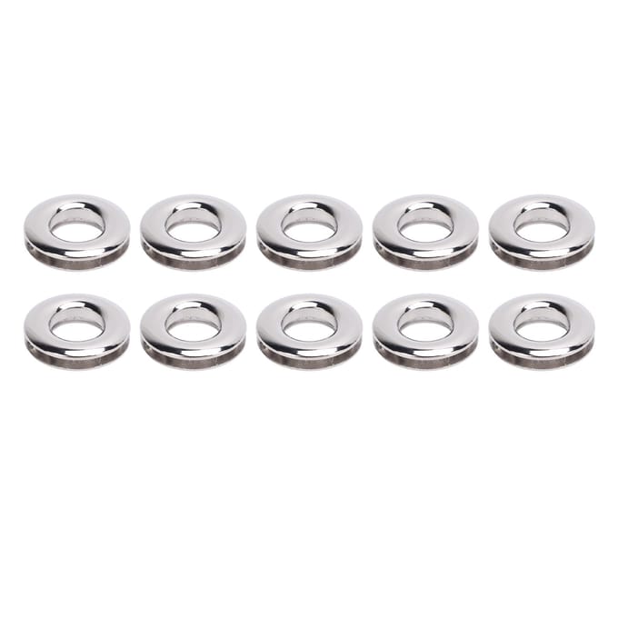 10 STUKS Oogjes Grommets Zilverkleurige Legering 17,4 mm Binnendiameter Ronde Vorm Dubbelzijdig Krimpen white
