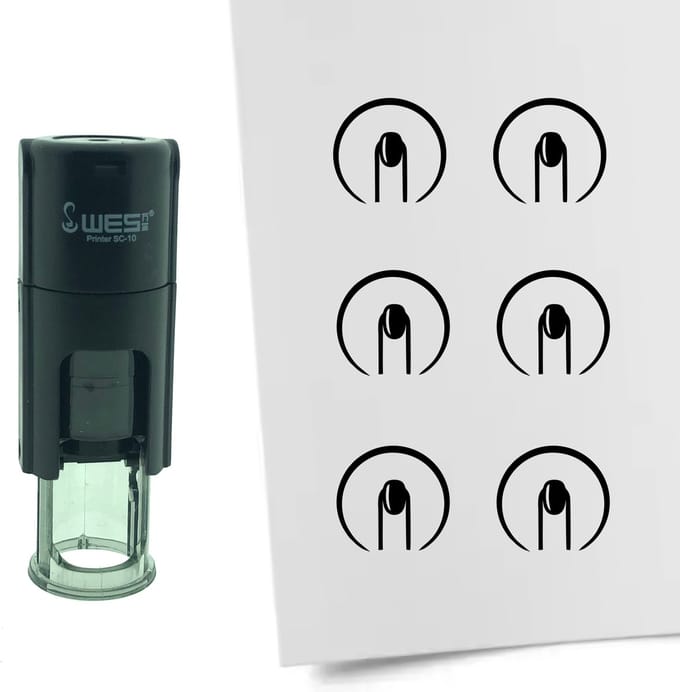 CombiCraft Stempel Nagels 10mm rond - zwarte inkt