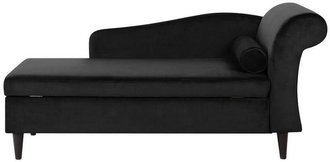 BELIANI LUIRO - Chaise longue - Zwart - Rechterzijde - Fluweel