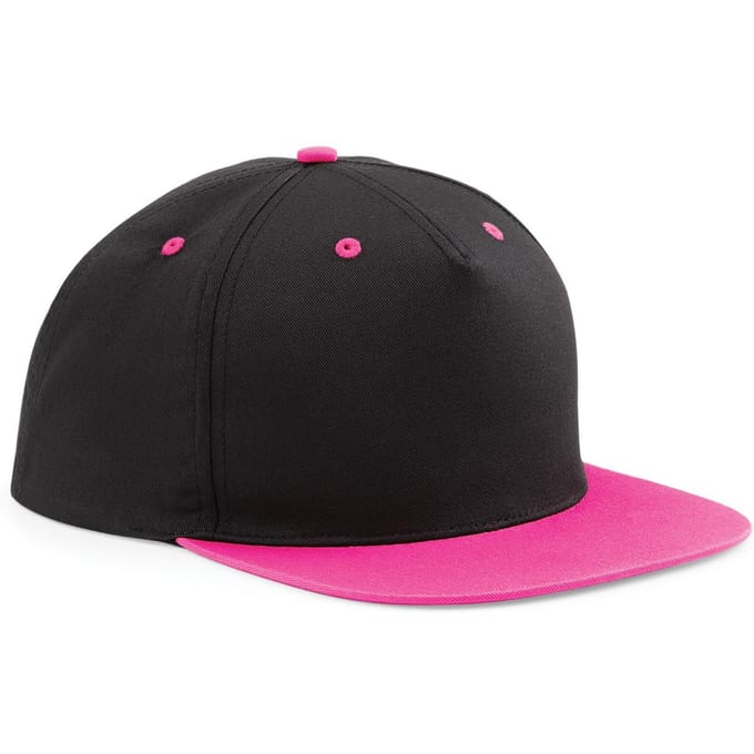 Beechfield Unisex 5 Paneel Contrast Snapback Cap (Zwart / Fuchsia)