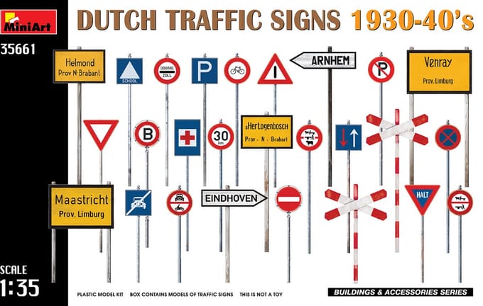MiniArt Modelbouwpakket Militaire voertuigen - 35661 Dutch Traffic Signs 1930-40s Plastic - 1:35 - Modelbouw