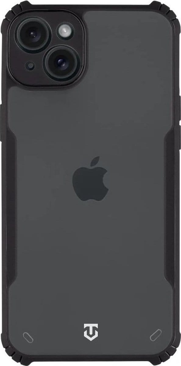 Tactical-iPhone 15 Plus – 14 Plus Antischock hoesje – BackCover – achterkantje – Transparant Zwart