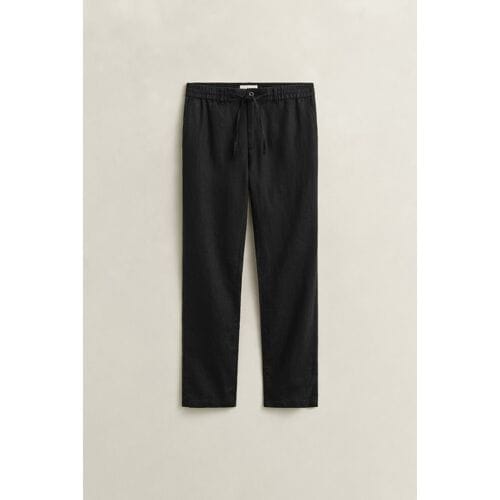 Gant Broek Solid Color Linnen Drawstring Zwart / male