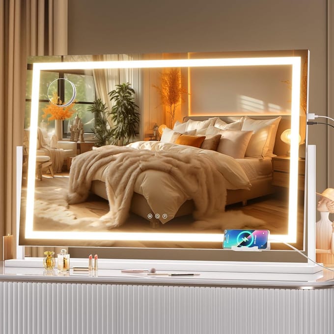 Grote LED Make-up Spiegel met Verlichting en 10x Vergroting