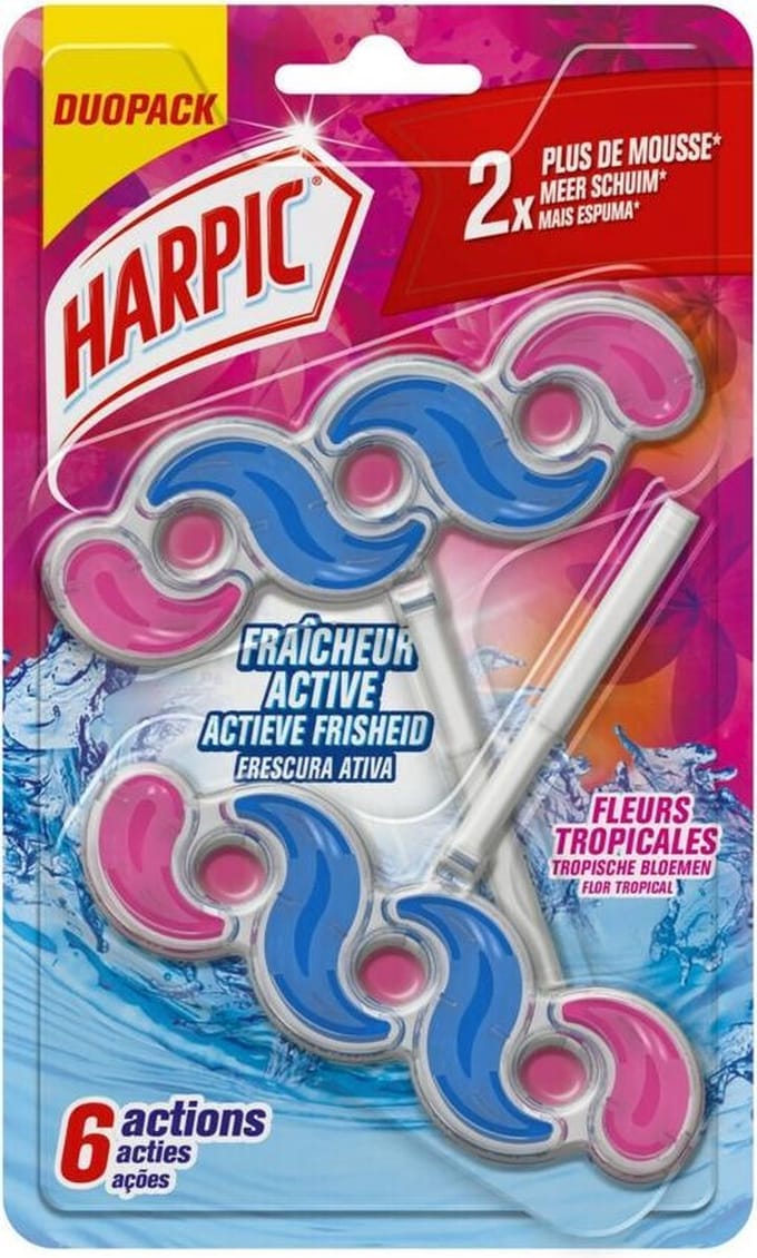 Harpic Active Fresh Toiletblok - Tropische Bloemen - 2 Stuks