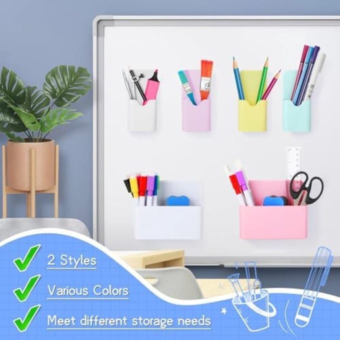Magnetische pennenorganizer set - 6 delig voor whiteboard en koelkast