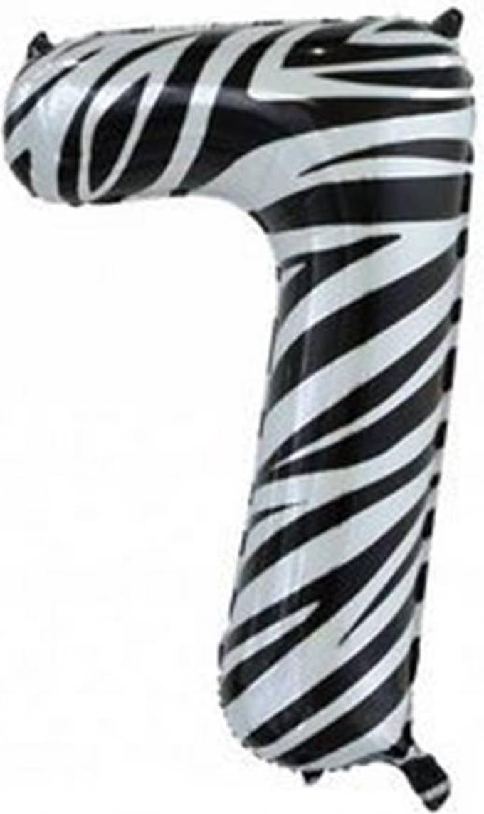 Folieballon Cijfer 7 Zebraprint 86 cm