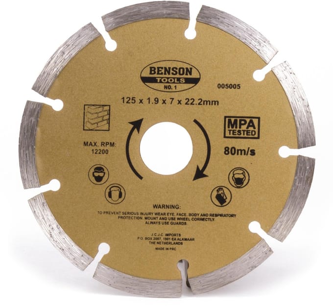 Benson Universele diamantschijf - getand - Ø 125 mm - voor beton en steen