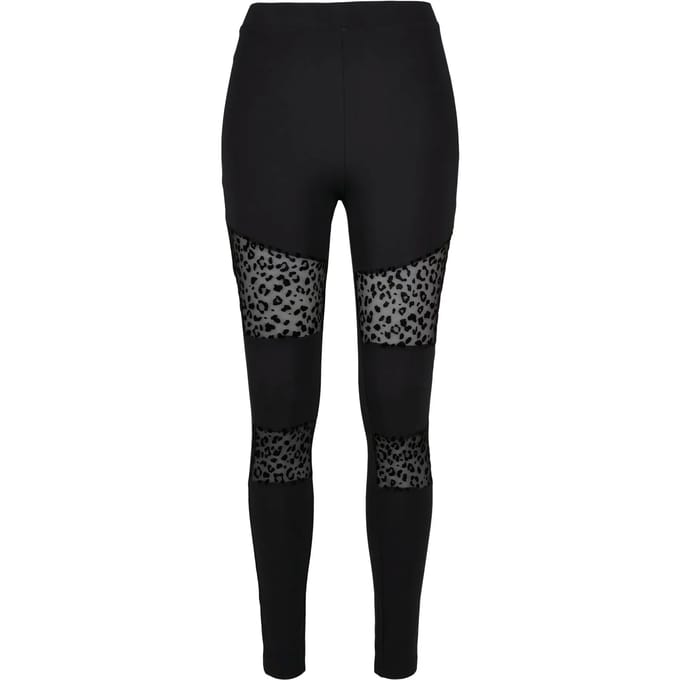 Urban Classics - Flock Lace Inset Legging - M - Zwart