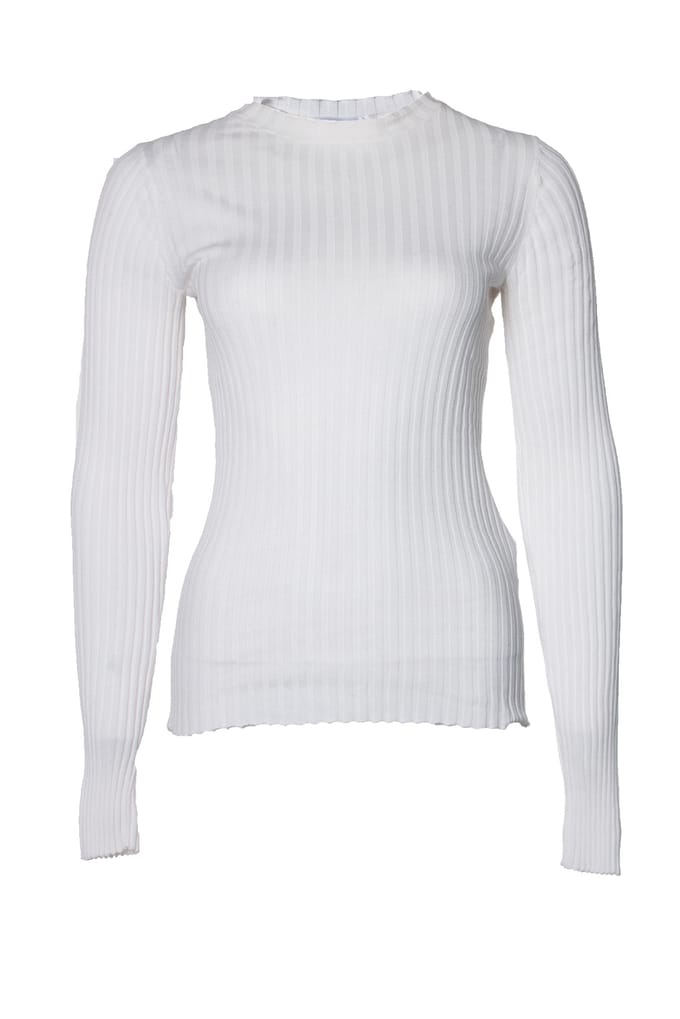 Anine Bing, Geribbelde stretch top in wit