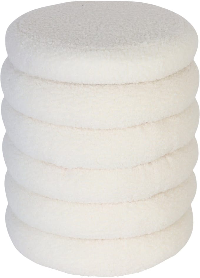 Poef met opbergruimte - Ø 37 cm - teddy - wit