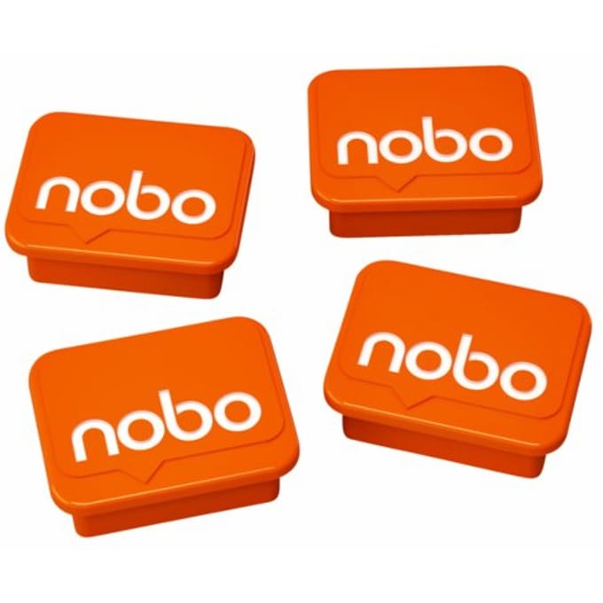 Nobo Whiteboard Magneten  - 4 stuks - 18x22mm - Whiteboard Accessoires - Oranje