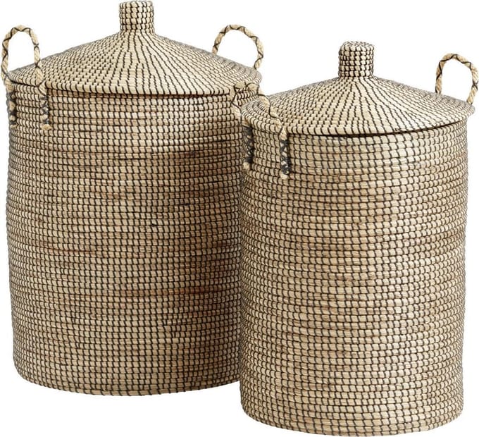 Stevige wasmandmand - Nordal - maat Medium -Mand met deksel