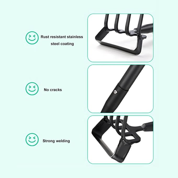 Verstelbare Onkruidhark - Tuin Hark - Bodem Losmaken - Ergonomisch Handvat - 4 Secties - Zilver