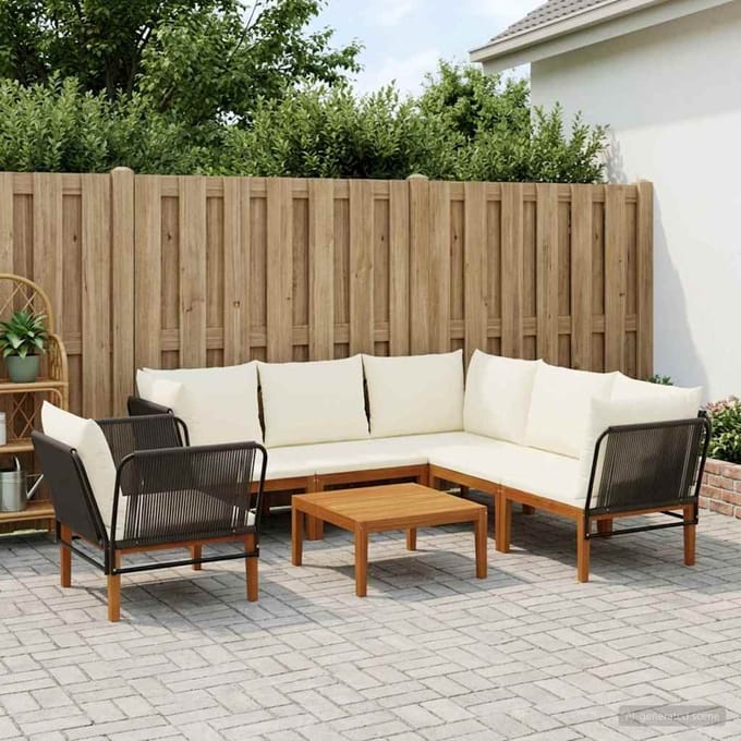 vidaXL - 7 - st - Massief - acaciahout - & - touw - Naturel