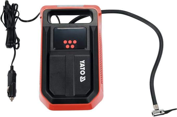 YATO YT-73470 Digitale Mini Compressor - 12V Auto Compressor - Bandenpomp met LCD-Display & Led-Verlichting - 120W - 25 L/min