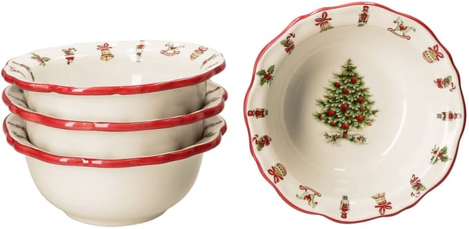 Set van 4 Maestro Natale kerstkeramiek graankommen - 965/17