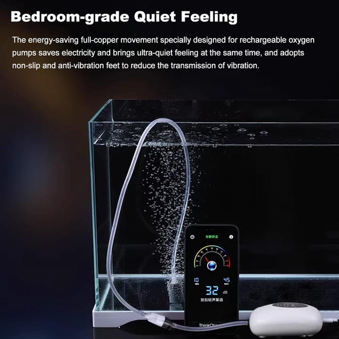 Pompe à Air d'aquarium USB pompe à oxygène Rechargeable réservoir de poisson barboteur haute capacité 4800mAh Lithium 4800mAh blanc