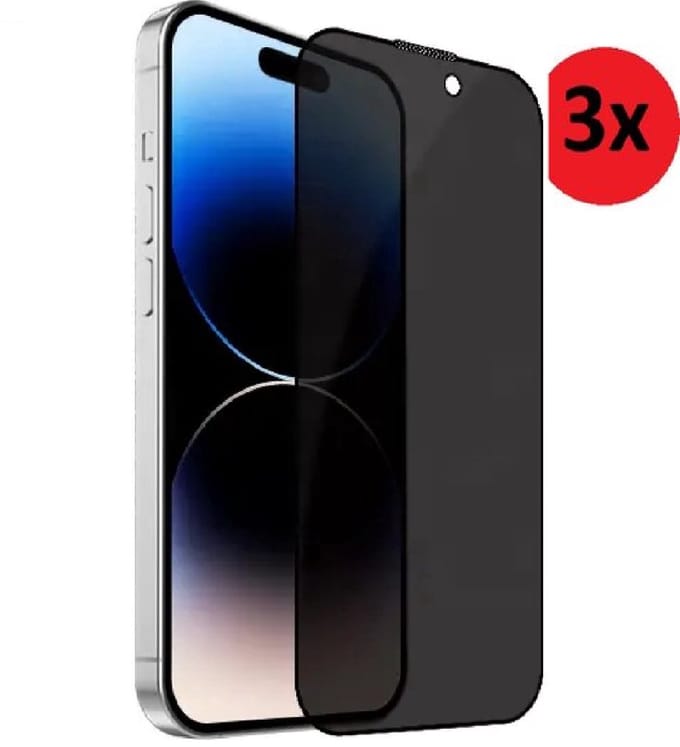 Pearlycase privacy Screenprotector Geschikt voor iPhone 17 Screenprotector privacy - 6.3 inch - 17 Privacy Screen protector Tempered Beschermglas 3x