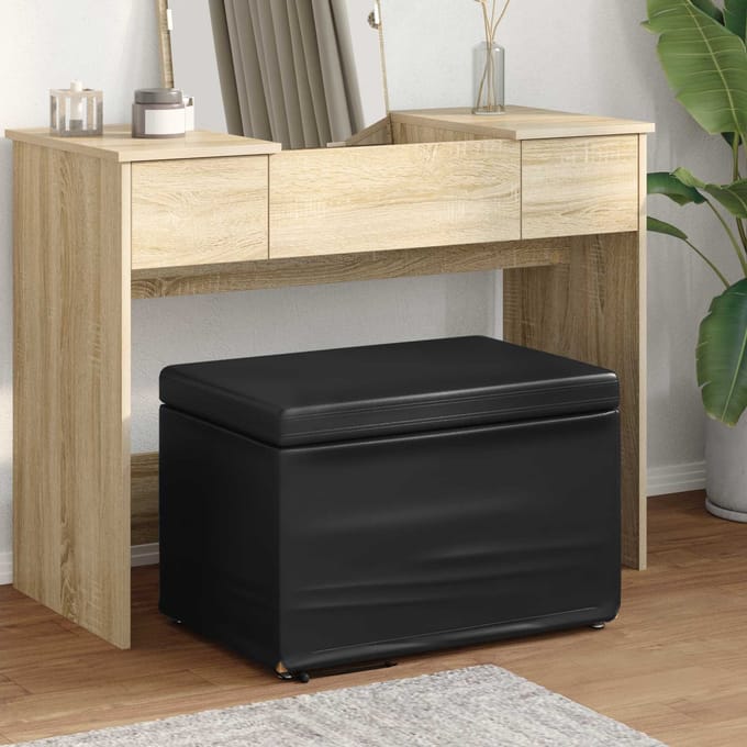 vidaXL - Kruk - Zwart - 61 - x - 41 - x - 40 - cm - Kunstleer - en - Geengineerd - Hout