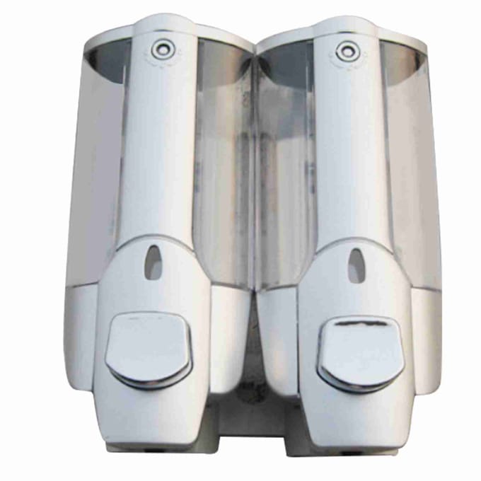 2 pièces Distributeur de Shampoing Douche Multipurpose Distributeur de Savon Mural pour Maison Cuisine Salle de Bain gray