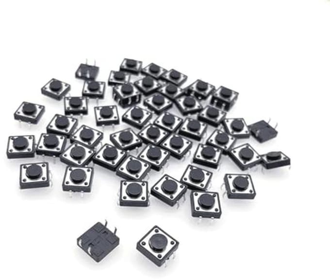 Mini 4-pin 12mm Tactiele Drukknop: 50 Stuks Micro-Schakelaars voor PCB Montage