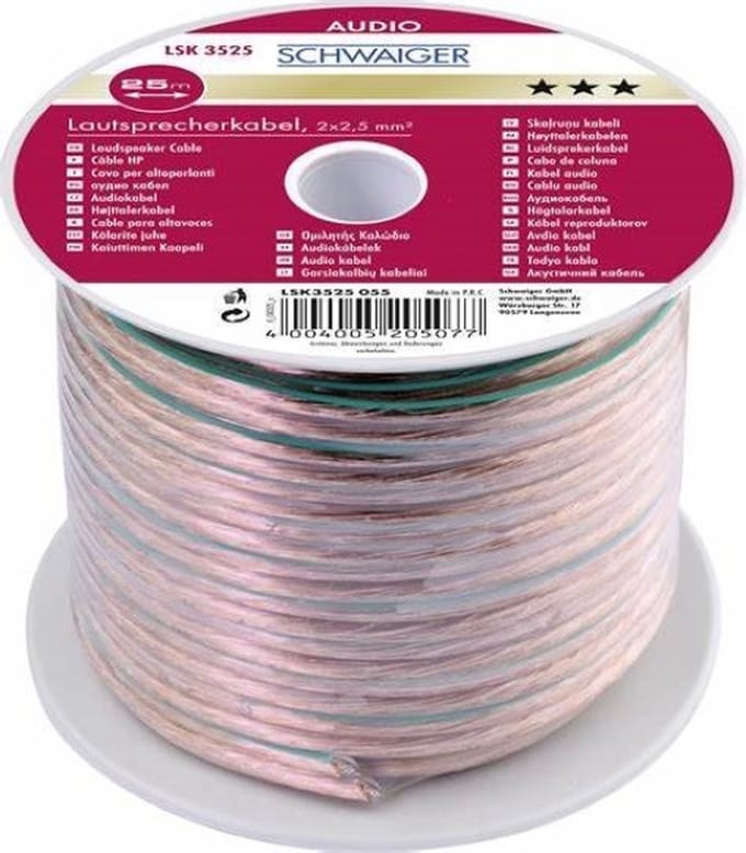 Schwaiger LSK3525 055 audio kabel 25 m Transparant