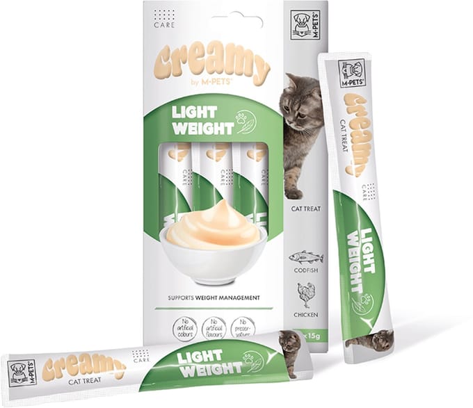 M-PETS Creamy kat functionele snack laag gewicht - kabeljauw & kip 60g - per 12