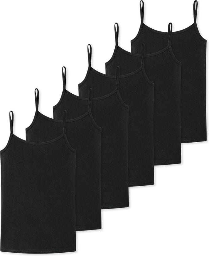 Schiesser Meisjes spaghetti-tops / onderhemden 6 pack Teens Girls 95/5 Cotton