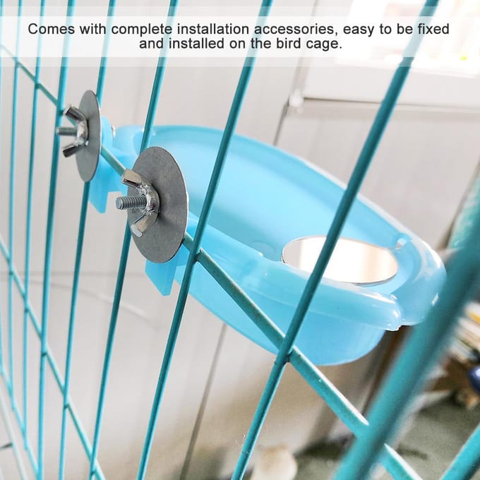 Leuk Huisdier Papegaai Badje Vogel Badbox met Spiegel Vogelkooi Speelgoed Accessoire Blauw white